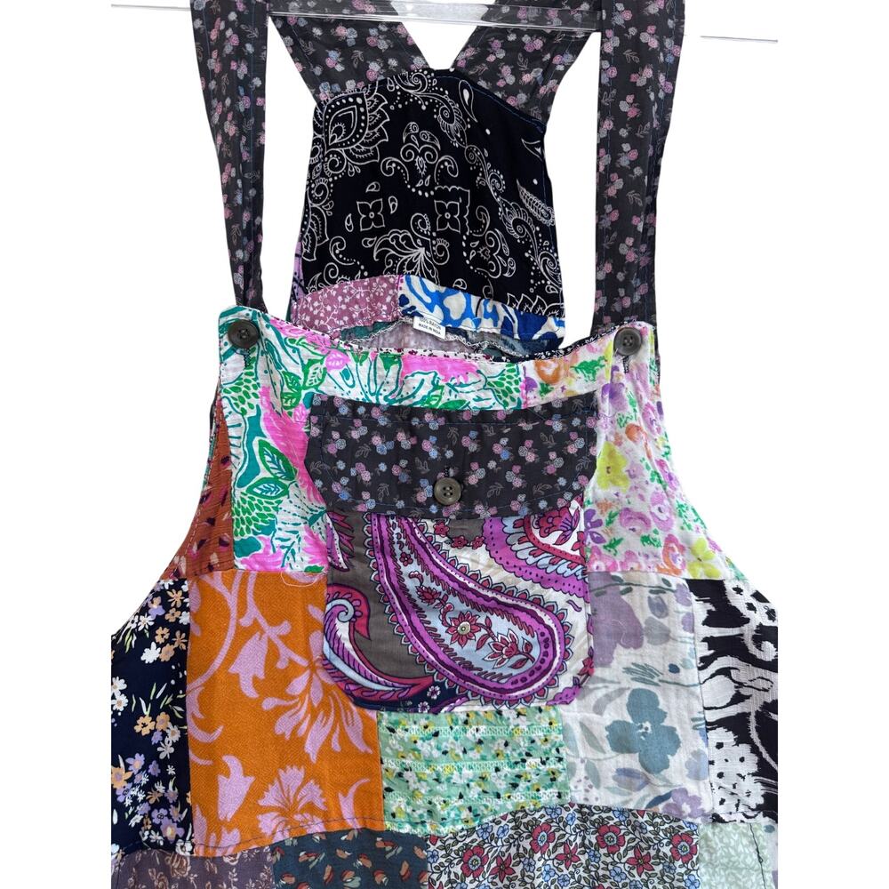 Patchwork Overalls Boho Wide Leg Jumpsuit Festival Western Cottagecore S/M - Picture 10 of 12